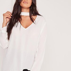 Missguided White Choker Blouse
